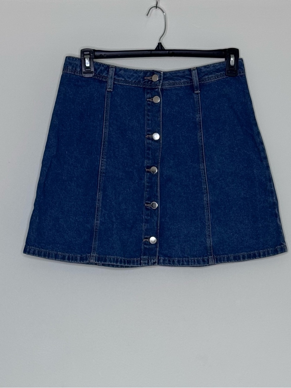Divided by H&M Dark Blue Denim Button-Front A-Line Skirt